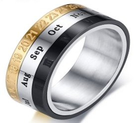 Obrączka ze Stali Szlachetnej z Kalendarzem