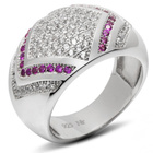 Srebrna Obrączka Wysadzana Rubinowymi Cyrkoniami
