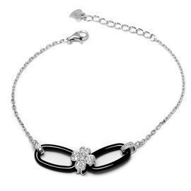 Bransoletka Srebrna z Ceramiką Koniczynka