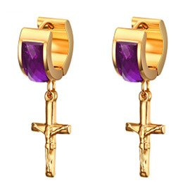 Kolczyki z Krzyżykiem i Ametystową Cyrkonią