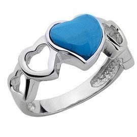 Pierścionek Srebrny Serce z Turkusem