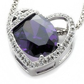 Zawieszka Srebrna Serce Fioletowa Cyrkonia