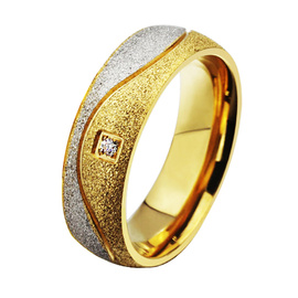 Złota Piaskowana Obrączka ze Stali Chirurgicznej