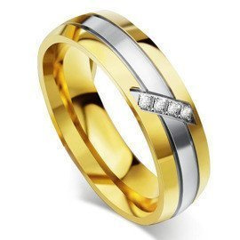 Damska Złota Obrączka ze Stali z Cyrkoniami