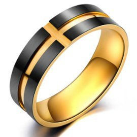 Czarno Złota Złota Obrączka ze Stali Szlachetnej