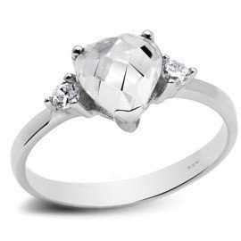 Srebrny Pierścionek Białe Diamentowe Serduszko