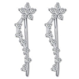 Kolczyki Srebrne Podłużne Kwiatuszki z Cyrkoni