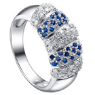 Pierścionek Srebrny z Szafirowymi Cyrkoniami