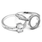 Podwójny Pierścionek Srebrny z Białymi Kamieniami