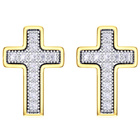 Kolczyki Złote Krzyżyki Wysadzane Diamentami