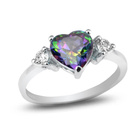 Srebrny Pierścionek Serduszko Cyrkonia Multikolor