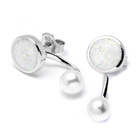 Srebrne Kolczyki z Perłami i Białym Opalem