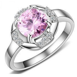 Pierścionek ze Stali z Różowym Kamieniem