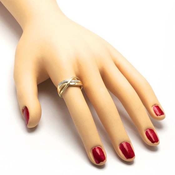 Złota Obrączka 375 Przeplatana z Brylantami