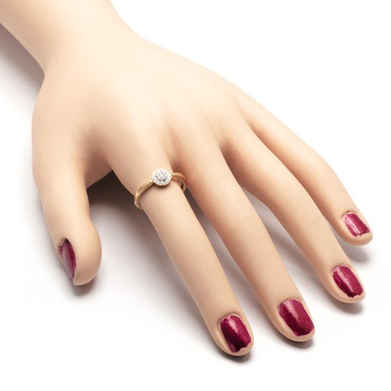 Złoty Pierścionek Wysadzany Brylantami 0.08ct