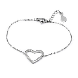 Bransoletka z Sercem i Cyrkoniami Stal Szlachetna