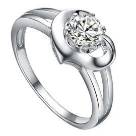 Srebrny Pierścionek Serce z Brylantową Cyrkonią