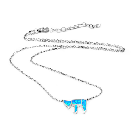 Srebrny Naszyjnik Piesek z Niebieskim Opalem