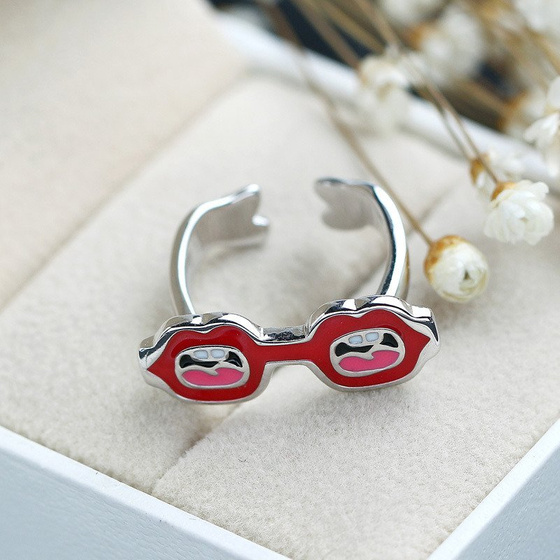 Srebrny Pierścionek Okulary Regulacja Rozmiaru