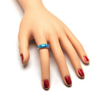 Pierścionek Srebrny z Błękitnymi Opalami