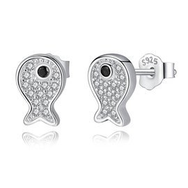 Srebrne Kolczyki Rybka z Cyrkoniami