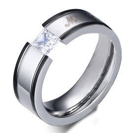 Obrączka z Czarnymi Motywami z Cyrkonią