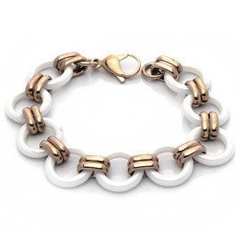 Bransoletka Stal Chirurgiczna i Biała Ceramika