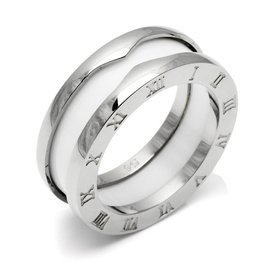 Obrączka Biała Ceramika i Stal Szlachetna