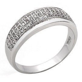 Pierścionek Srebrny Wysadzany Białymi Kamieniami