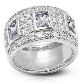 Szeroka Obrączka Srebrna Wysadzana Cyrkoniami