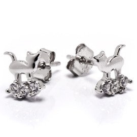Srebrne Kolczyki Kotki z Cyrkoniami