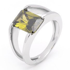 Pierścionek Srebrny z Zieloną Cyrkonią