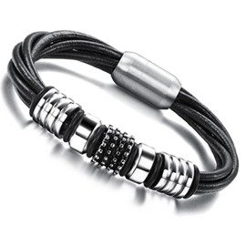 Bransoletka z Czarnej Skóry Naturalnej