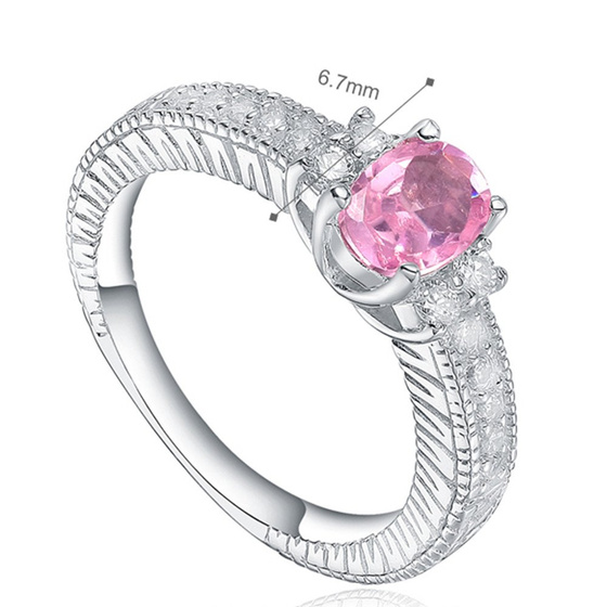 Srebrny Pierścionek z Różową Cyrkonią