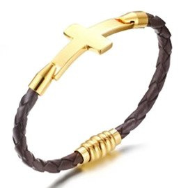 Bransoletka z Krzyżykiem Skóra Naturalna