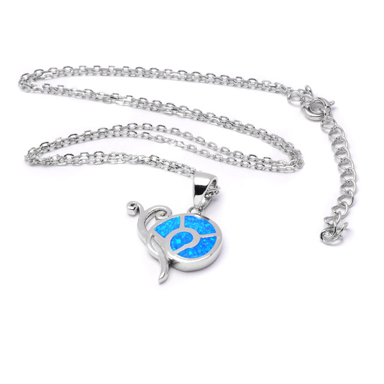 Srebrny Naszyjnik Ślimak z Niebieskim Opalem