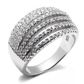 Szeroka Srebrna Obrączka Wysadzana Cyrkoniami