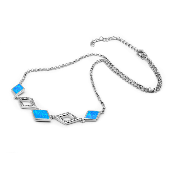 Srebrny Naszyjnik Kolia z Niebieskim Opalem