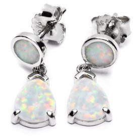 Srebrne Kolczyki z Białymi Opalami