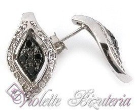 Pozłacane kolczyki biało/czarna kolekcja 1417