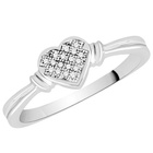 Pierścionek z Białego Złota z Brylantami Serduszko