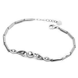 Srebrna Bransoletka Wysadzana Białymi Cyrkoniami