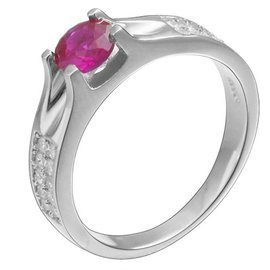 Srebrny Pierścionek z Rubinowym Kamieniem