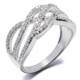 Srebrny Pierścionek Przeplatany Cyrkoniami