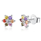 Srebrne Kolczyki Wielokolorowe Cyrkonie