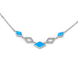 Srebrny Naszyjnik Kolia z Niebieskim Opalem