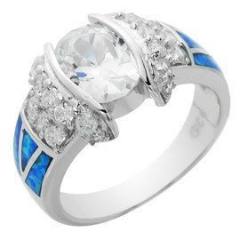 Srebrny Pierścionek z Niebieskimi Opalami