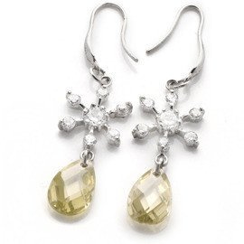 Kolczyki Srebrne z Żółtą Cyrkonią Wiszące