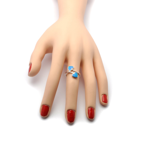 Srebrny Pierścionek Dwa Serca z Opalem