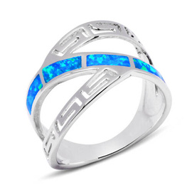 Srebrny Pierścionek z Niebieskim Opalem